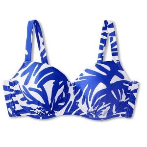 NWT blue white underwire bikini top size 24